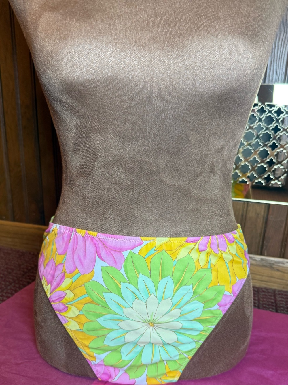 Shade & Shore Pink, Yellow & Green Floral Bikini Bottoms